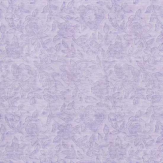 Lilac And Ivory Floral Washable Area Rug With UV Protection Photo 3