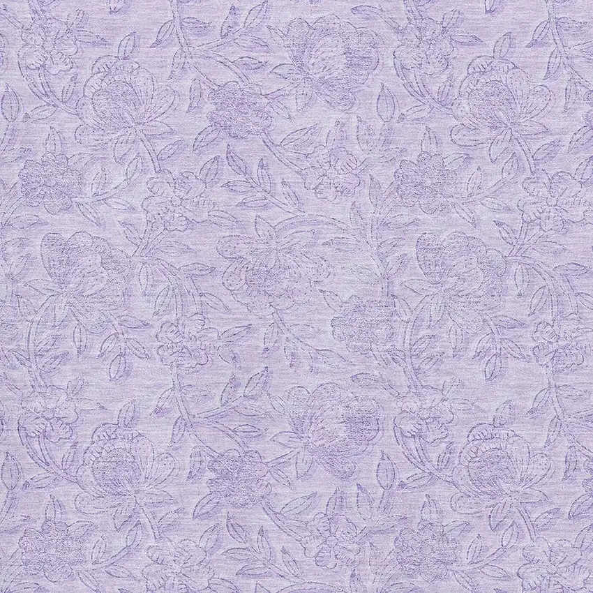 Lilac And Ivory Floral Washable Area Rug With UV Protection Photo 3