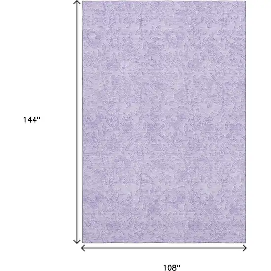 Lilac And Ivory Floral Washable Area Rug With UV Protection Photo 3
