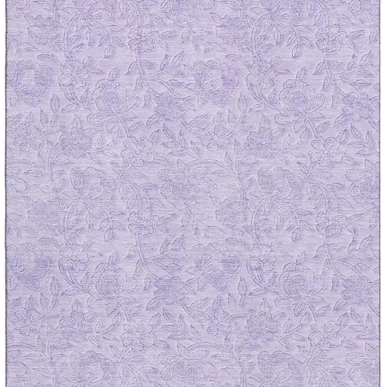 Lilac And Ivory Floral Washable Area Rug With UV Protection Photo 3