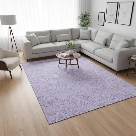 Lilac And Ivory Floral Washable Area Rug With UV Protection Photo 2