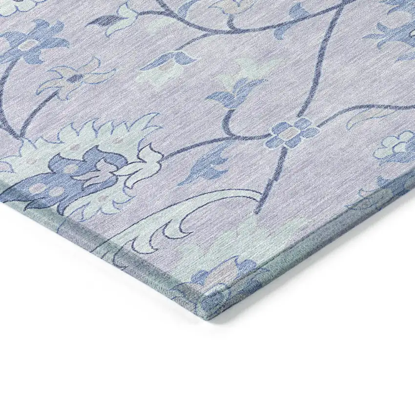 Lilac And Ivory Floral Washable Indoor Outdoor Area Rug Photo 6