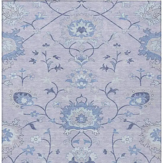 Lilac And Ivory Floral Washable Indoor Outdoor Area Rug Photo 6