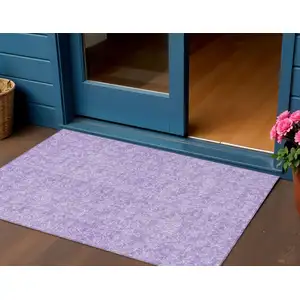Photo of Lilac And Ivory Floral Washable Indoor Outdoor Area Rug
