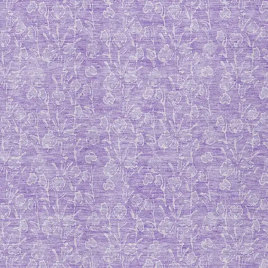 Lilac And Ivory Floral Washable Indoor Outdoor Area Rug Photo 5