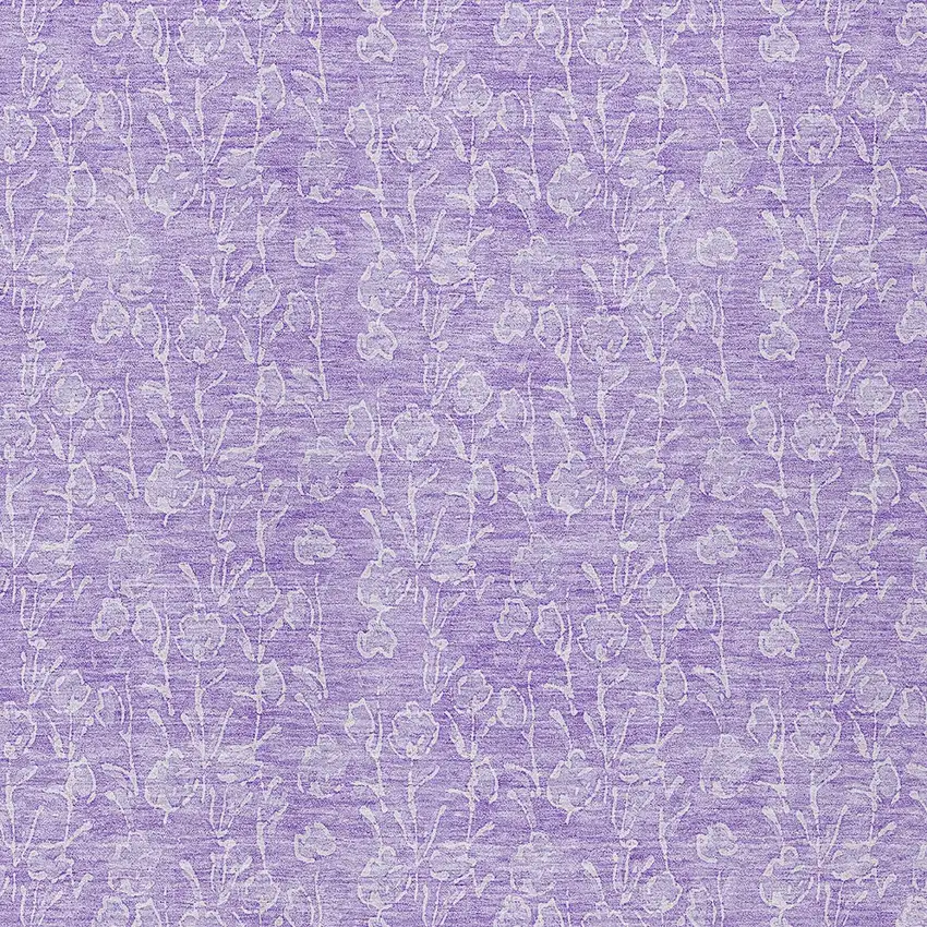 Lilac And Ivory Floral Washable Indoor Outdoor Area Rug Photo 5