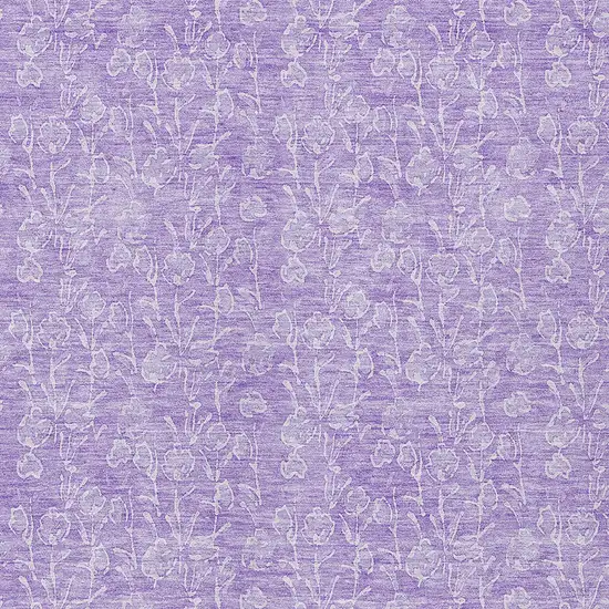 Lilac And Ivory Floral Washable Indoor Outdoor Area Rug Photo 5