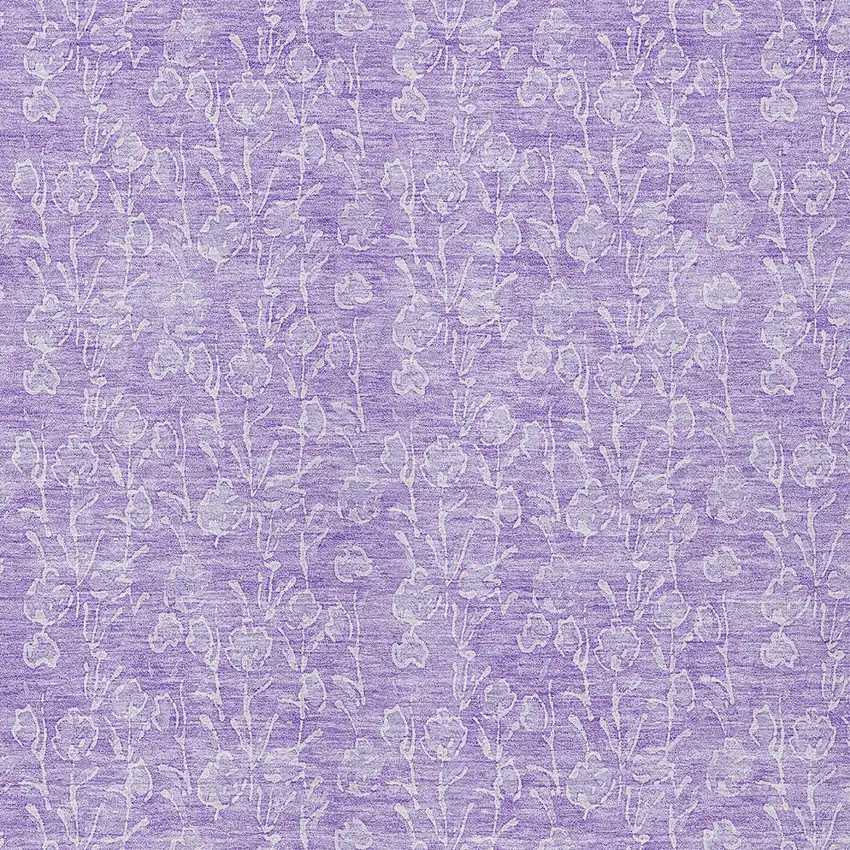 Lilac And Ivory Floral Washable Indoor Outdoor Area Rug Photo 5