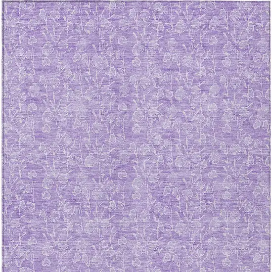 Lilac And Ivory Floral Washable Indoor Outdoor Area Rug Photo 6