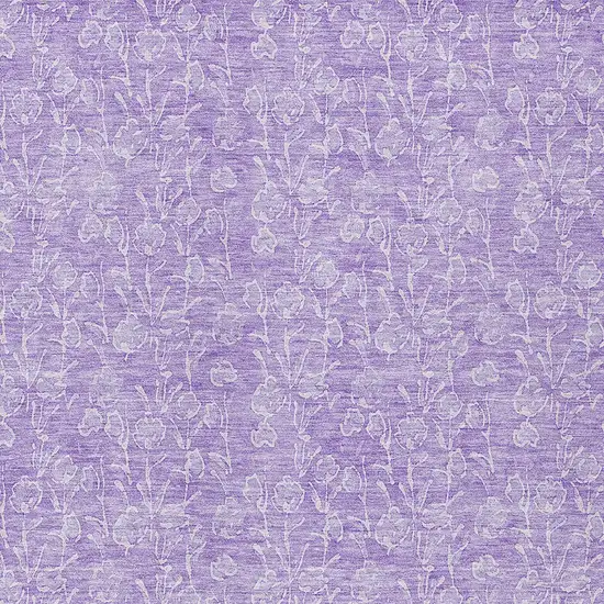 Lilac And Ivory Floral Washable Indoor Outdoor Area Rug Photo 5