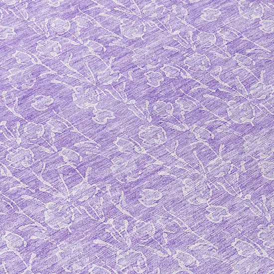 Lilac And Ivory Floral Washable Indoor Outdoor Area Rug Photo 6