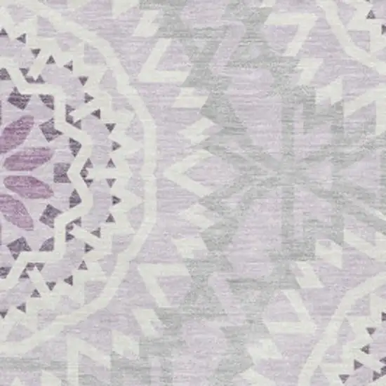Lilac And Ivory Geometric Washable Area Rug With UV Protection Photo 3
