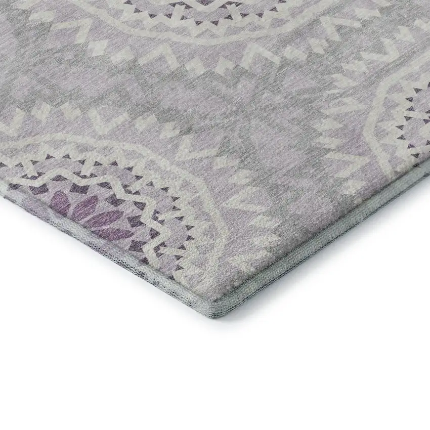 Lilac And Ivory Geometric Washable Area Rug With UV Protection Photo 8