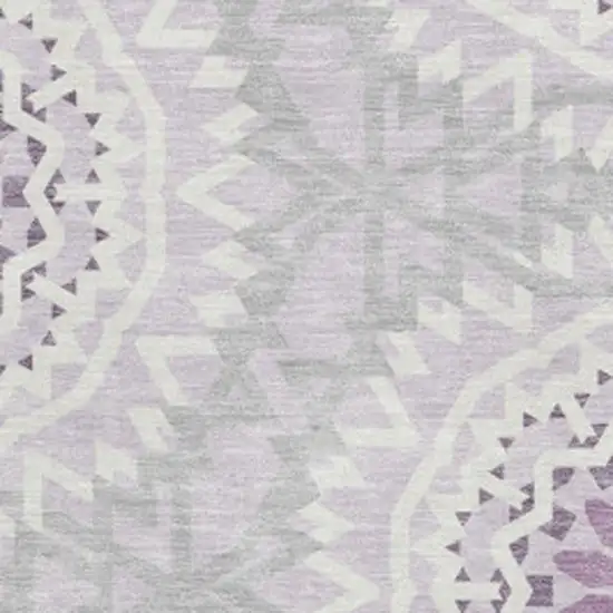 Lilac And Ivory Geometric Washable Area Rug With UV Protection Photo 3