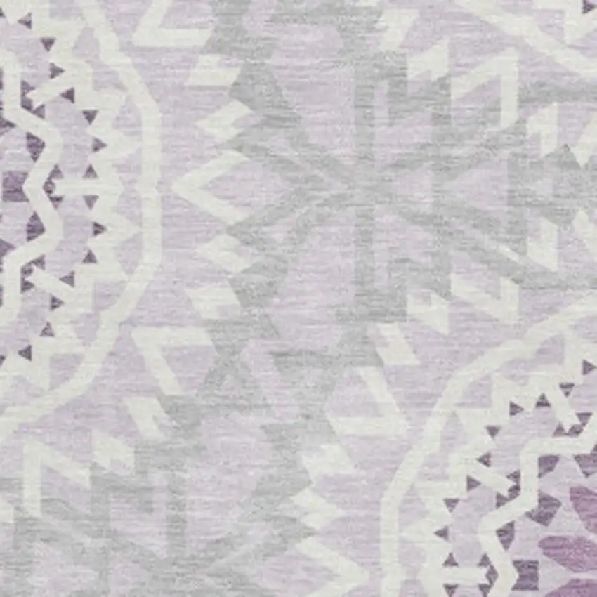 Lilac And Ivory Geometric Washable Area Rug With UV Protection Photo 3