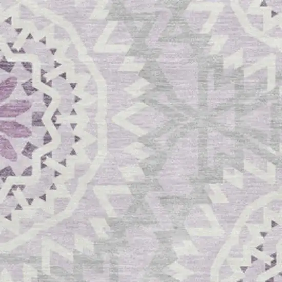 Lilac And Ivory Geometric Washable Area Rug With UV Protection Photo 3