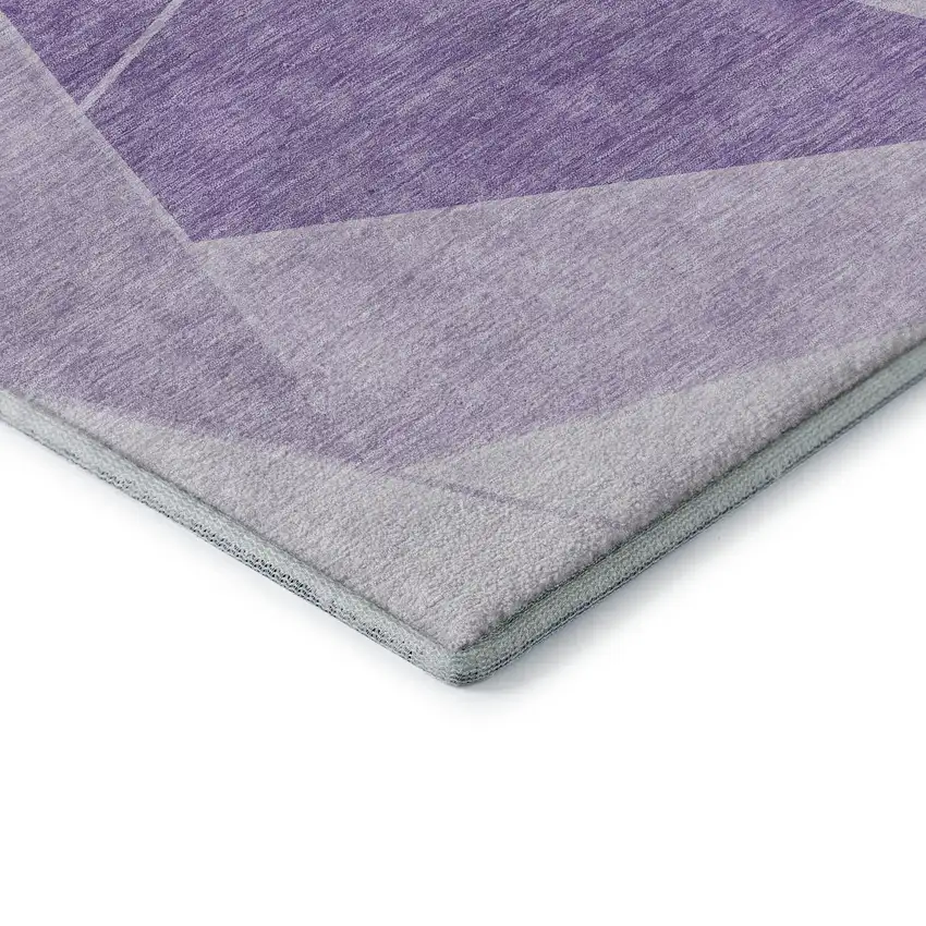 Lilac And Ivory Geometric Washable Area Rug With UV Protection Photo 7