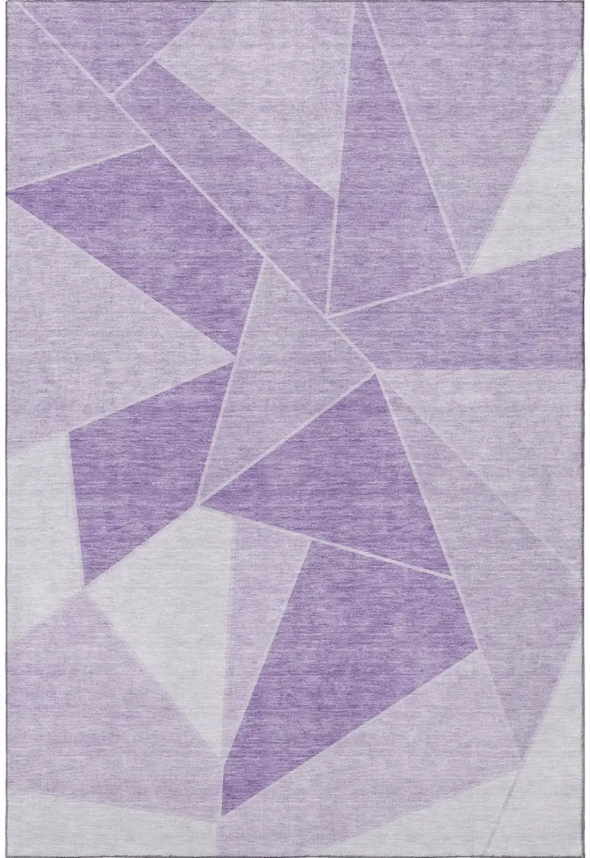 Lilac And Ivory Geometric Washable Area Rug With UV Protection Photo 3