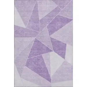 Photo of Lilac And Ivory Geometric Washable Area Rug With UV Protection