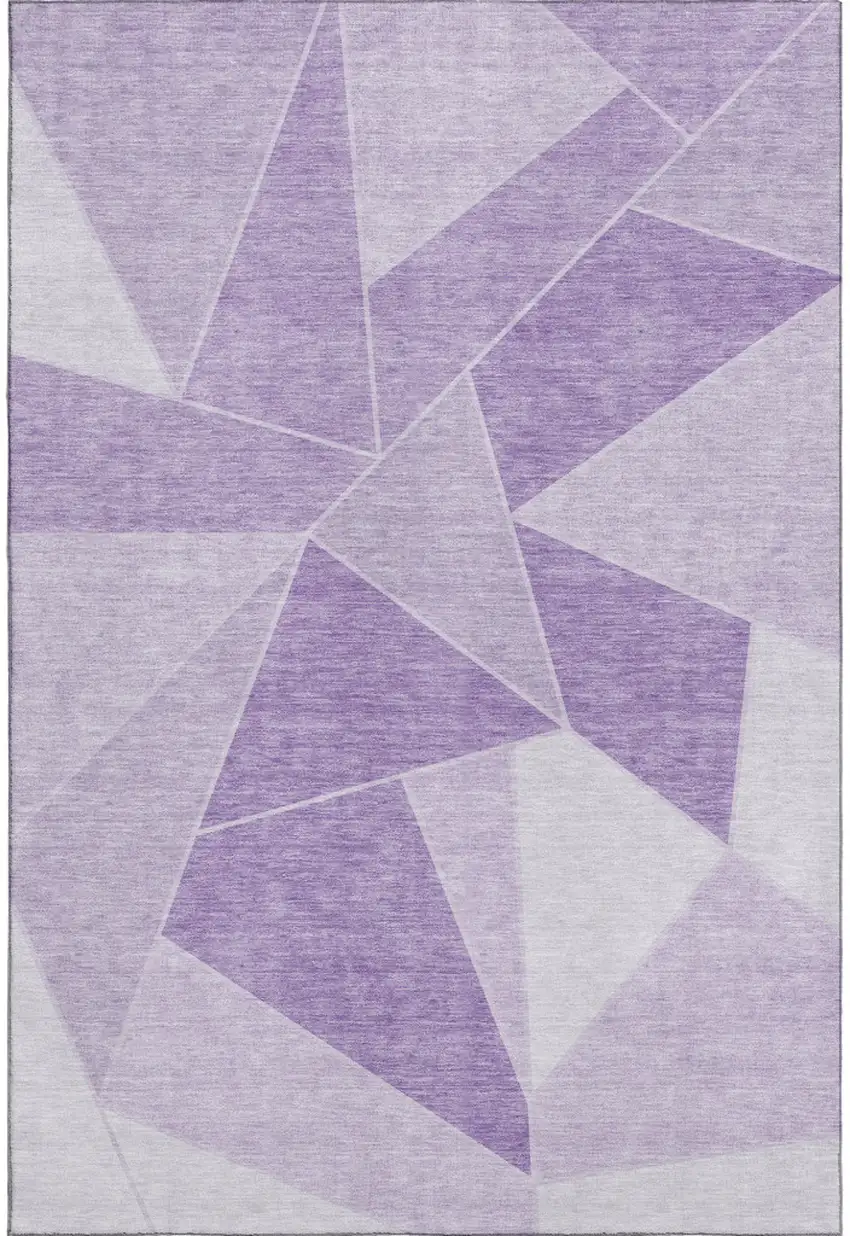Lilac And Ivory Geometric Washable Area Rug With UV Protection Photo 1