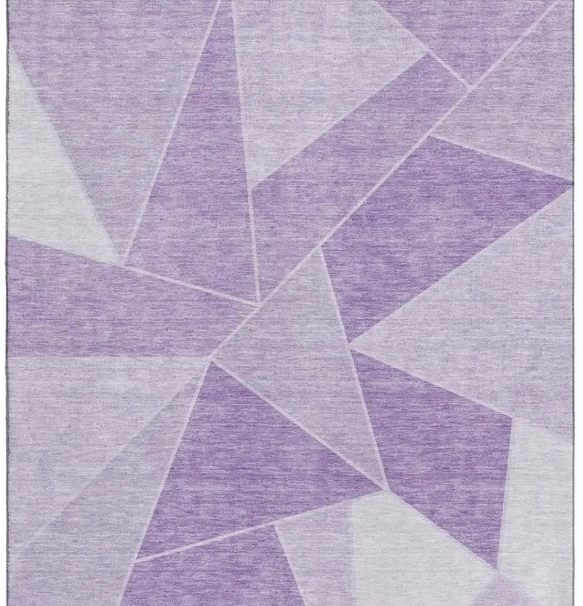 Lilac And Ivory Geometric Washable Area Rug With UV Protection Photo 4