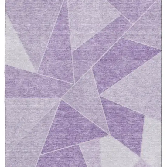 Lilac And Ivory Geometric Washable Area Rug With UV Protection Photo 4