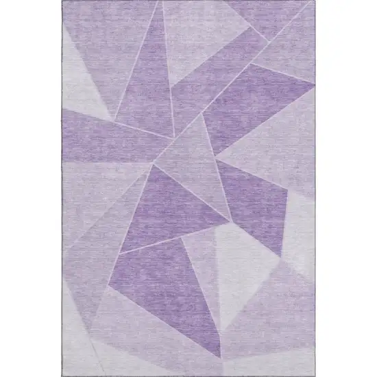 Lilac And Ivory Geometric Washable Area Rug With UV Protection Photo 1