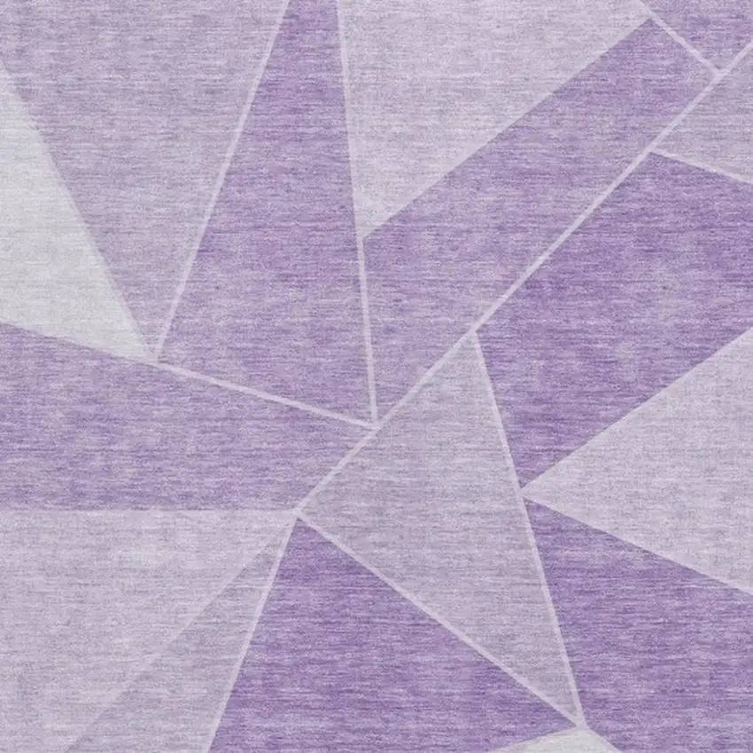 Lilac And Ivory Geometric Washable Area Rug With UV Protection Photo 3