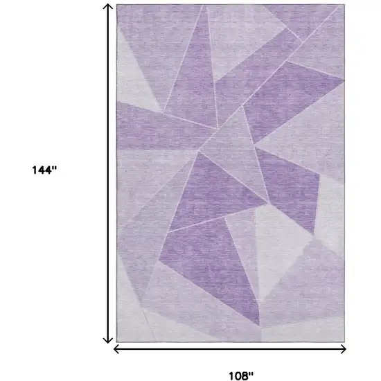 Lilac And Ivory Geometric Washable Area Rug With UV Protection Photo 3