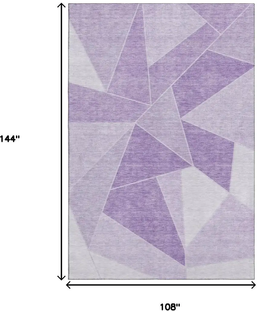 Lilac And Ivory Geometric Washable Area Rug With UV Protection Photo 3