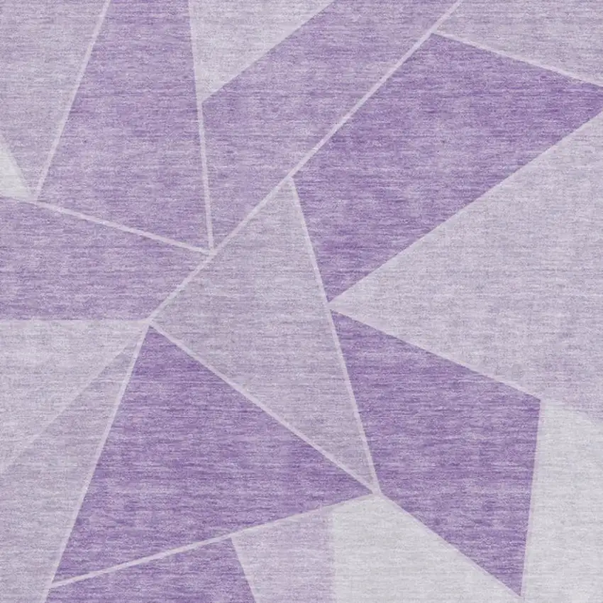 Lilac And Ivory Geometric Washable Area Rug With UV Protection Photo 3