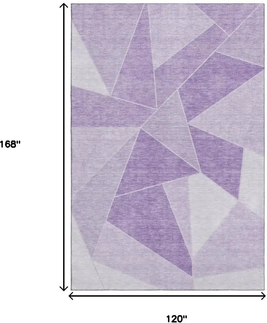 Lilac And Ivory Geometric Washable Area Rug With UV Protection Photo 3