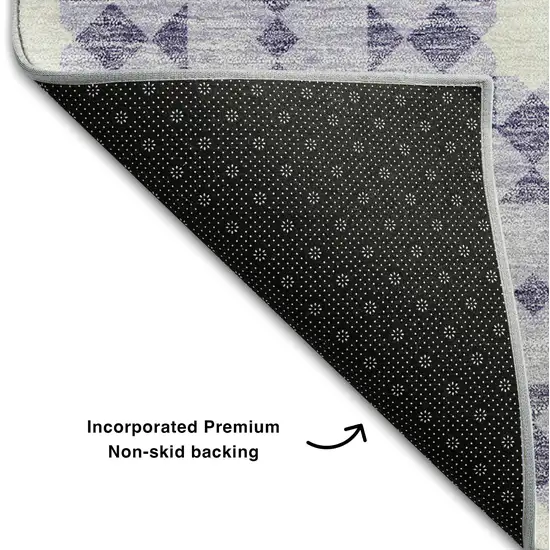 Lilac And Ivory Geometric Washable Area Rug With UV Protection Photo 7