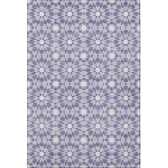 Lilac And Ivory Geometric Washable Area Rug With UV Protection Photo 5
