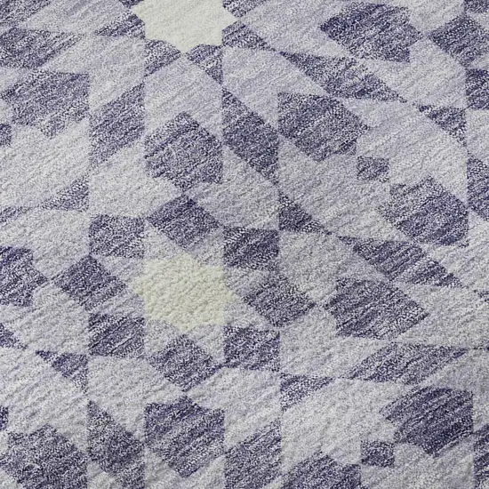 Lilac And Ivory Geometric Washable Area Rug With UV Protection Photo 8