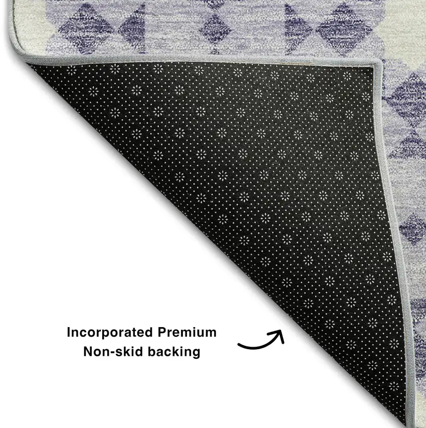 Lilac And Ivory Geometric Washable Area Rug With UV Protection Photo 7