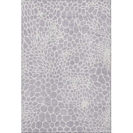 Lilac And Ivory Geometric Washable Area Rug With UV Protection Photo 4