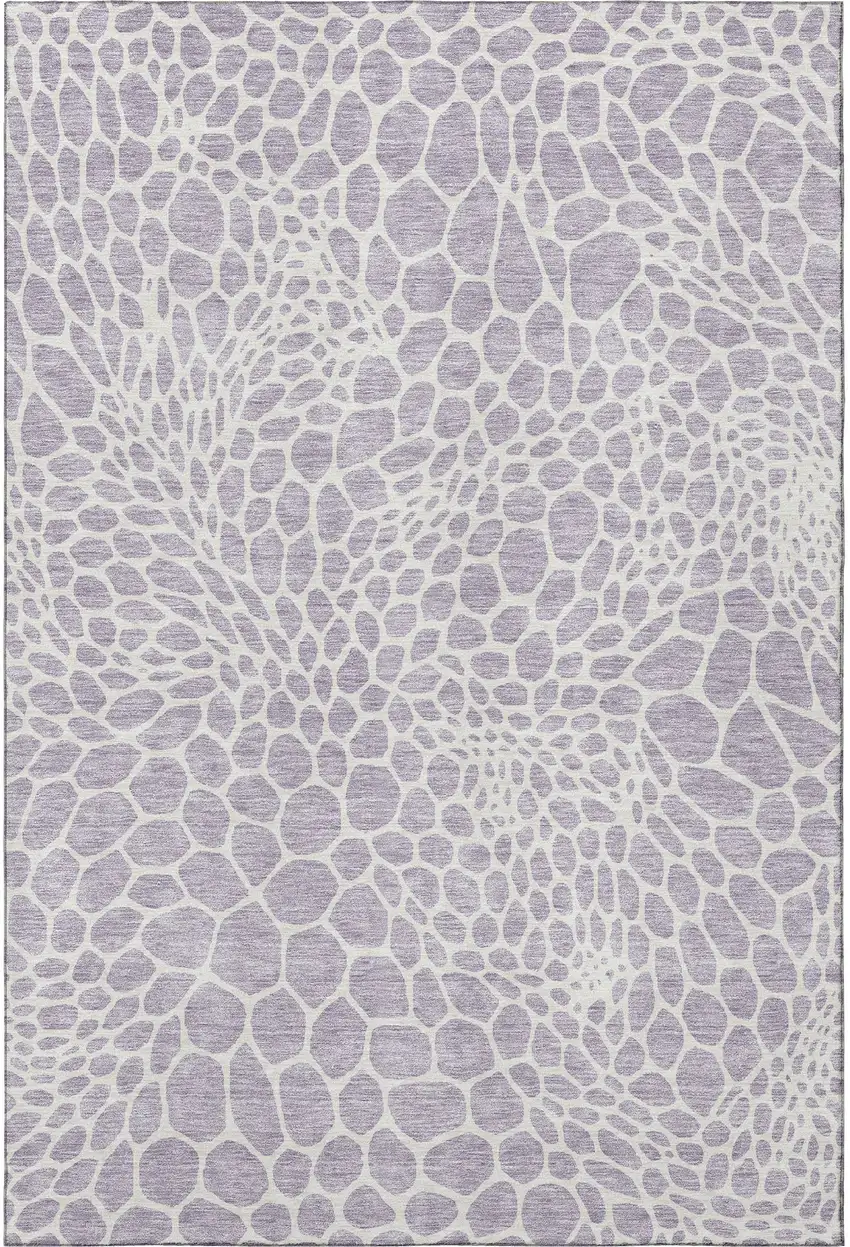 Lilac And Ivory Geometric Washable Area Rug With UV Protection Photo 4