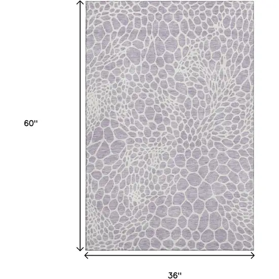 Lilac And Ivory Geometric Washable Area Rug With UV Protection Photo 3