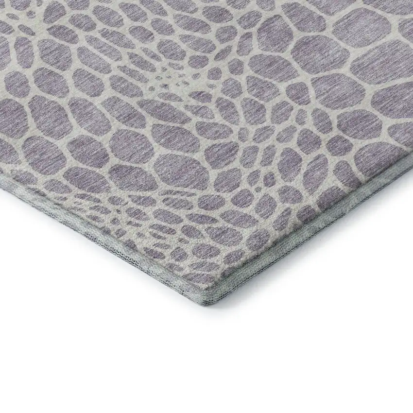 Lilac And Ivory Geometric Washable Area Rug With UV Protection Photo 8