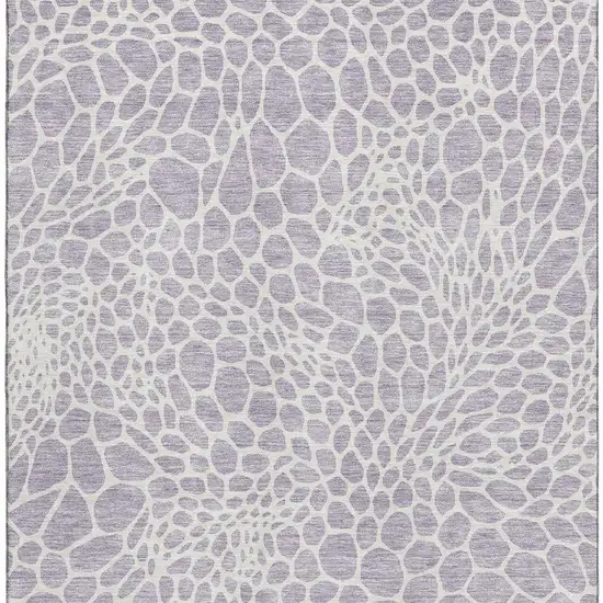 Lilac And Ivory Geometric Washable Area Rug With UV Protection Photo 3