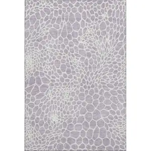 Photo of Lilac And Ivory Geometric Washable Area Rug With UV Protection