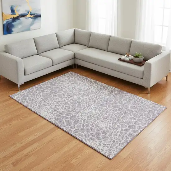 Lilac And Ivory Geometric Washable Area Rug With UV Protection Photo 2