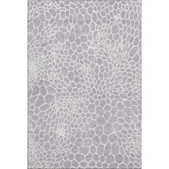 Lilac And Ivory Geometric Washable Area Rug With UV Protection Photo 1