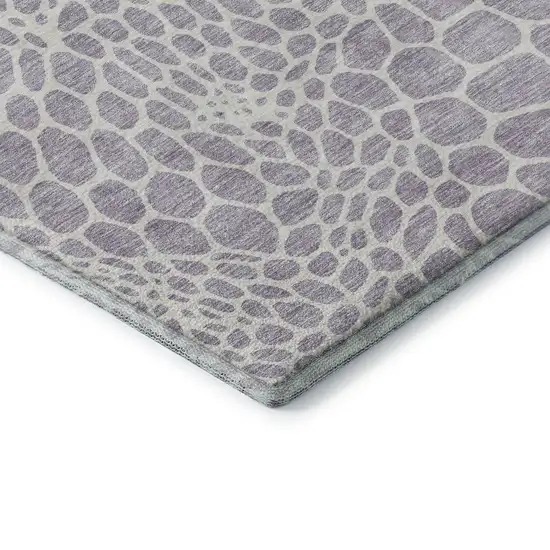 Lilac And Ivory Geometric Washable Area Rug With UV Protection Photo 8