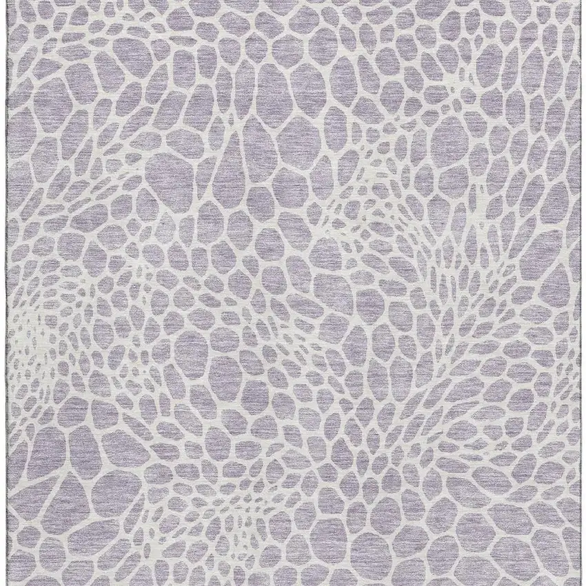 Lilac And Ivory Geometric Washable Area Rug With UV Protection Photo 4