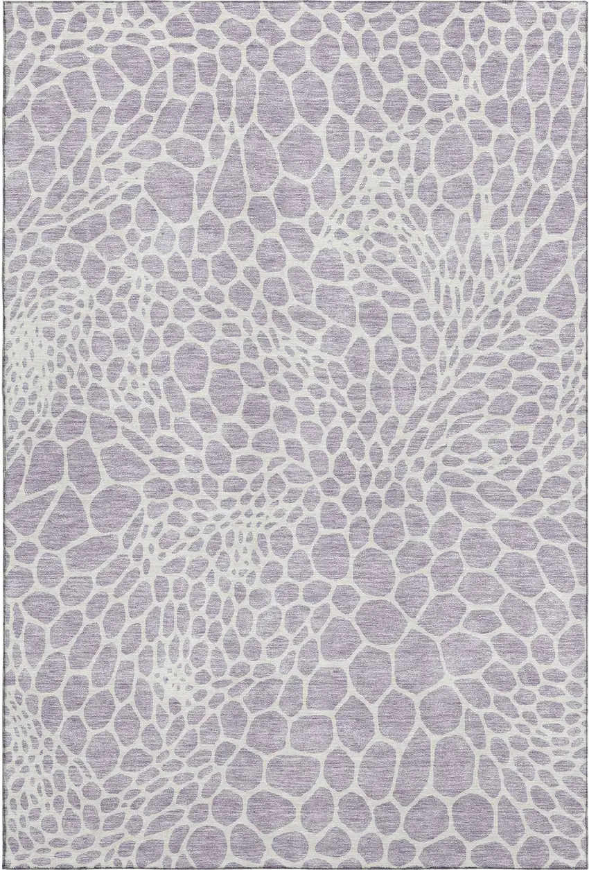 Lilac And Ivory Geometric Washable Area Rug With UV Protection Photo 1