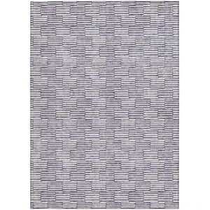Photo of Lilac And Ivory Geometric Washable Indoor Outdoor Area Rug