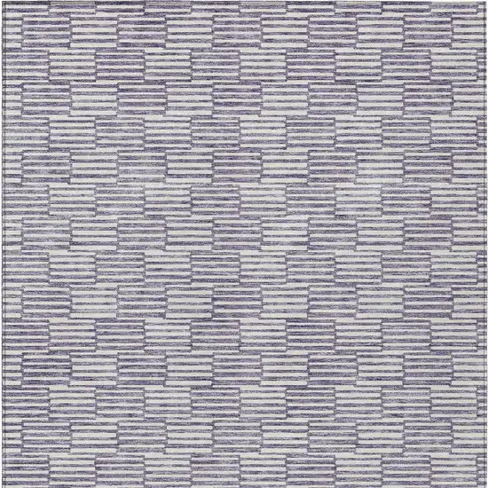 Lilac And Ivory Geometric Washable Indoor Outdoor Area Rug Photo 7