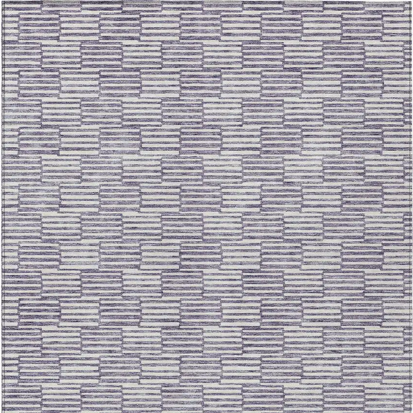 Lilac And Ivory Geometric Washable Indoor Outdoor Area Rug Photo 7